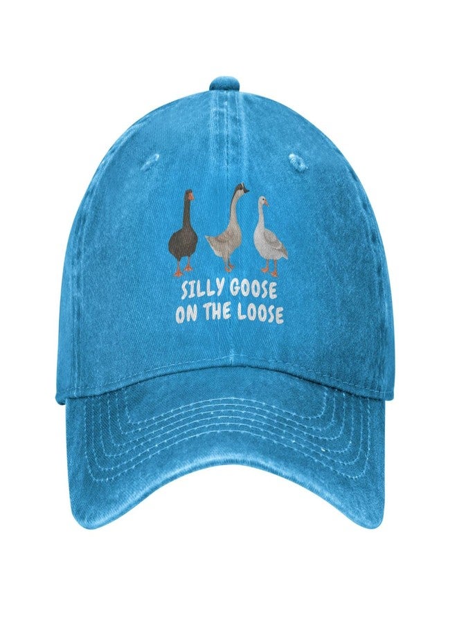 Sefgaen Funny Goose Hat Silly Goose On The Loose Hat for Women Dad Hat Vintage Cap Blue - Image 1